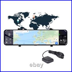Android 8.1 Car DVR Dash Camera 12In Touch Screen Front Rearview Mirror Recorder