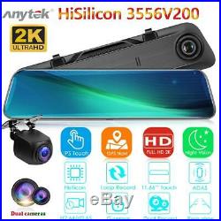 Anytek A9 11.66 HD Touch Car Rearview Mirror DVR Camera Dual Lens ADAS Dash Cam