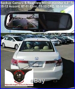 Backup Camera & Rear View Mirror 4.3 Monitor for Honda Accord Civic CRZ Insight