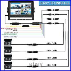 Backup Camera System With 9 Quad Monitor DVR Recorder For Semi Truck Trailer RV