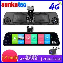 Car DVR Video Recorder 4G 12 Rearview Mirror Camera Dash Cam Android 8.1 2+32GB