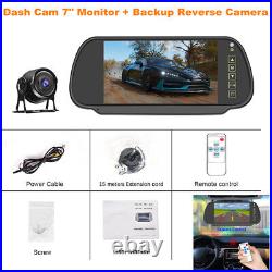 Car Dash Cam Digital Display 7 Monitor Rearview Mirror with Backup Reverse Camera