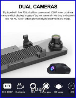 Car Dashboard Dash Cam Wifi GPS DVR View Mirror Video Recorders &FHD Rear Camera