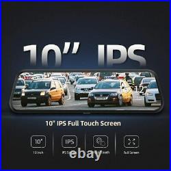Car Mirror Dash Cam 10 Dual 1080P IPS Full Touch Screen Backup Rear View Camera