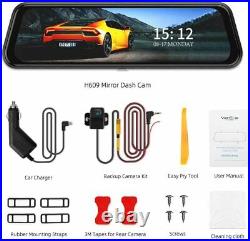 Car Mirror Dash Cam 10 Dual 1080P IPS Full Touch Screen Backup Rear View Camera