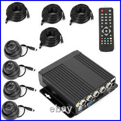 Car Truck Security 4 Channel Rearview Mobile DVR SD Card Recorder + Video Camera