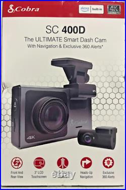 Cobra SC 400D Dual-View Smart Dash Cam with Rear-View Accessory Camera NEW