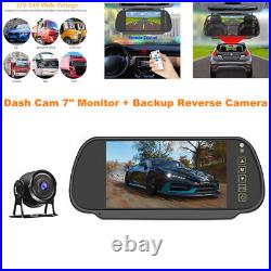 DC 12V-24V Digital Dash Cam 7 Monitor Car Rear View + Backup Reverse Camera Kit