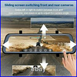 Dash Cam 10'' 1080P Front Rear Camera Car View Mirror DVR Recorder Full Screen