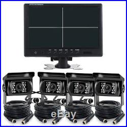 Digital 9''HD Quad Car Monitor+4Pin Connector Night Vision IR Rear View Camera