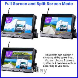 Digital Wireless 10'' Quad Dash Cam 4 AHD Rear View DVR System Semi Truck Bus RV