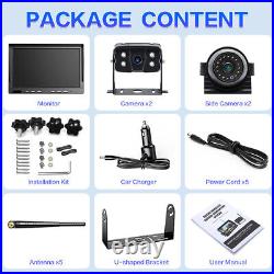 Digital Wireless 10'' Quad Dash Cam 4 AHD Rear View DVR System Semi Truck Bus RV