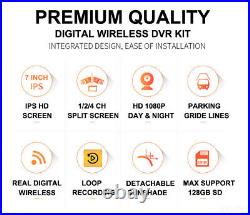 Digital Wireless 7 IPS Screen Car Quad Monitor DVR 1080P AHD Reversing Camera