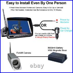 Digital Wireless 7 Monitor Front Rear View Camera Magnetic Battery for Forklift