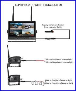Digital Wireless 7'' Quad DVR Monitor 1080P 4 Backup Camera for Truck Trailer RV