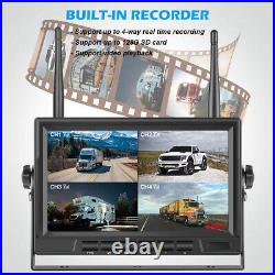 Digital Wireless 7'' Quad DVR Monitor 1080P 4x Rear View Camera Truck Trailer RV