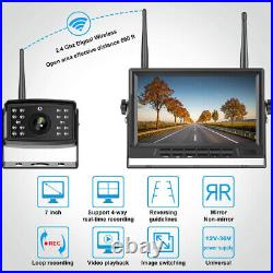 Digital Wireless 7'' Quad DVR Monitor 1080P 4x Rear View Camera Truck Trailer RV