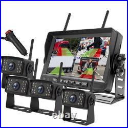 Digital Wireless 7'' Quad DVR Monitor 4x 1080P BSD AI Backup Cameras For Truck