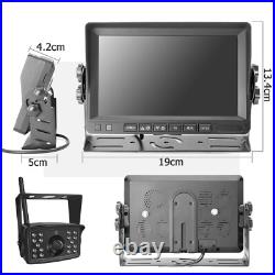 Digital Wireless 7'' Quad DVR Monitor 4x 1080P BSD AI Backup Cameras For Truck