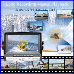 Digital Wireless 7'' Quad DVR Monitor 4x 1080P BSD AI Backup Cameras For Truck