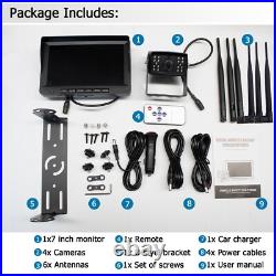 Digital Wireless 7'' Quad DVR Monitor 4x 1080P BSD AI Backup Cameras For Truck