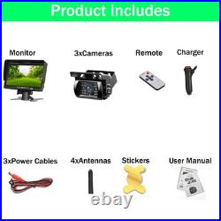 Digital Wireless 7'' display BSD+3x backup rear-view camera for trucks