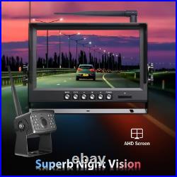 Digital Wireless 9'' Quad Monitor DVR 4x 1080P Rear View Camera Truck Trailer RV
