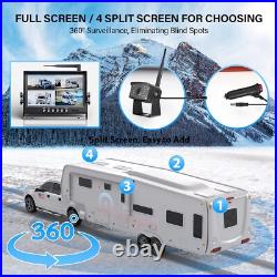 Digital Wireless 9'' Quad Monitor DVR 4x 1080P Rear View Camera Truck Trailer RV