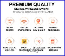 Digital Wireless 9'' Quad Monitor DVR 4x 1080P Rear View Camera Truck Trailer RV