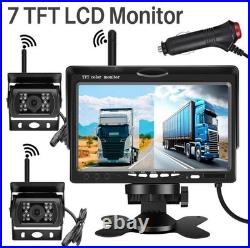 Digital Wireless Dual Rear View Backup Camera 7 Split Monitor for Truck Caravan