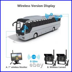 Digital Wireless Dual Rear View Backup Camera 7 Split Monitor for Truck Caravan