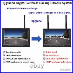 Digital Wireless IR Backup Camera 7'' Rear View Monitor DVR For Van Truck RV Bus