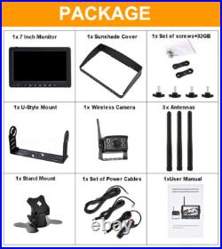 Digital Wireless Rear View Backup Camera 7 Quad DVR Monitor For Truck Caravan