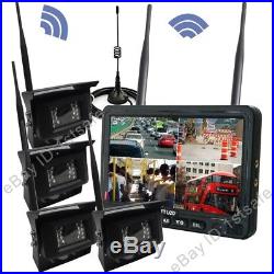 Digital Wireless Rear View Backup Camera System, 7 Quad Dvr Monitor+4 Cameras