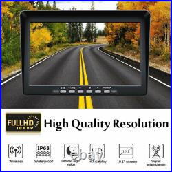 Digital Wireless Rear View DVR 10.1'' Split Monitor IR Camera Truck RV Motorhome