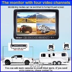 DoHonest RV Backup Camera Wireless HD 1080P 7'' Rear View DVR Monitor Kit 4 C