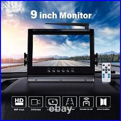 Dual 1080P Digital Wireless Backup Cameras 9 DVR Monitor FHD For Trailer RV Bus