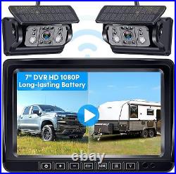 Dual RV Wireless Backup Camera for Trailer Easy Setup Solar 7'' Monitor 1080P