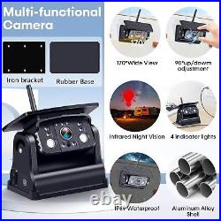 Dual RV Wireless Backup Camera for Trailer Easy Setup Solar 7'' Monitor 1080P