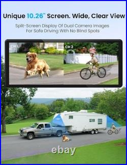 Dual Wireless Backup Cameras System 10.26 1080P HD IPS Touchscreen 2 Channel