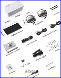 Dual Wireless Backup Cameras System 10.26 1080P HD IPS Touchscreen 2 Channel