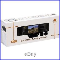Falcon Zero F360 HD DVR Dual Dash Cam, Rear View Mirror, 1080p, Camera Video