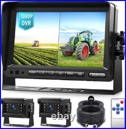 Fookoo 7 AHD 1080P Wired Backup Dual Camera System Waterproof Rear View Tractor