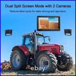 Fookoo 7 AHD 1080P Wired Backup Dual Camera System Waterproof Rear View Tractor