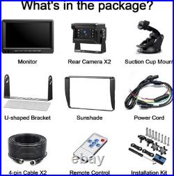 Fookoo 7 AHD 1080P Wired Backup Dual Camera System Waterproof Rear View Tractor