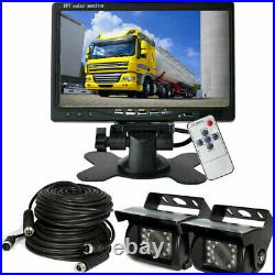 For Horse Trailer Truck Rear View 4-Pin Dual Rearview Cameras Kit 7 LCD Monitor