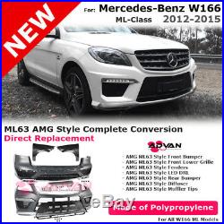 For Mercedes Benz 12-15 W166 ML-Class ML63 AMG Style Front Rear Bumper + Fender