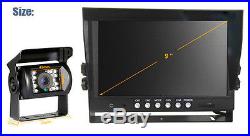 For RV Truck BUS Van 4IR Rear View Back up Camera Night Vision System+9 Monitor