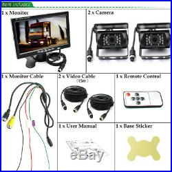 For RV Truck Bus Van Dual Rear View Backup Camera Night Vision Kit + 7 Monitor