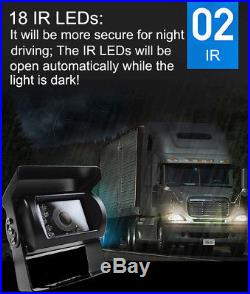 For Truck 2x Rear View Backup Camera Night Vision+7 Miror Monitor 4Pin 66Ft Kit